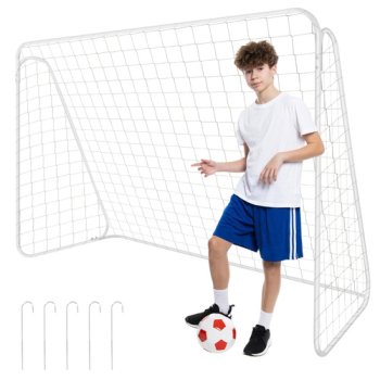 Kids Metal Soccer Goal Trizand 213x150x90 cm Backyard Net, white