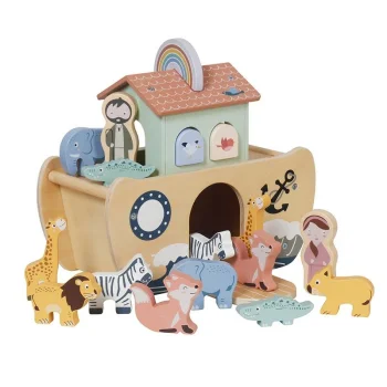 Wooden Noah's Ark Shape Sorter Toy with Animal Figures for Toddlers