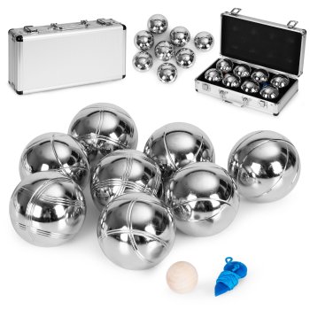 Bocce Ball Set with 8 Steel Balls, Carrying Case and Accessories for Outdoor Games