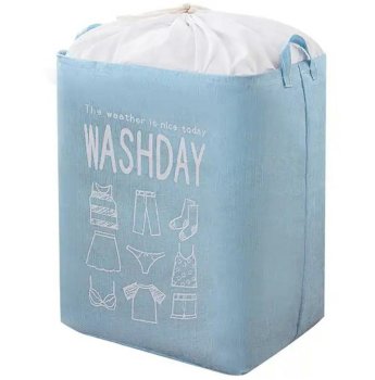 Foldable laundry basket with handles, 70L, polyester, blue