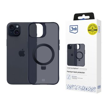 3Mk Protection Smoke Case Mag&Stand for Apple iPhone 15 Plus, Black