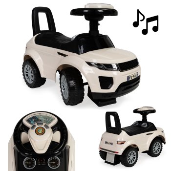 Kids Ride-On Push Car with Sounds and Under-Seat Storage, white