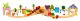 ECOTOYS 74-Piece Wooden Train Set with Tracks