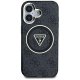 Guess IML Metal Glitter 4G Circle Triangle MagSafe Case for iPhone 16, Black