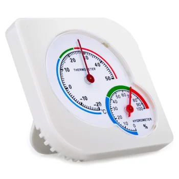 Analog indoor thermometer-hygrometer for temperature and humidity, white