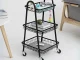3-Tier Metal Rolling Utility Cart Storage Organizer, Black