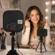 Square LED Video Light Panel for Makeup and Streaming, 15W, USB, Black