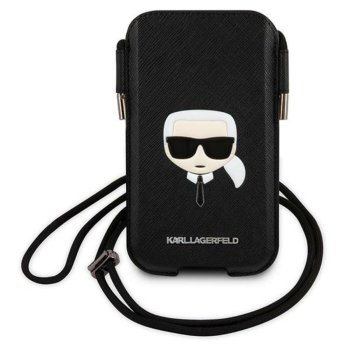 Karl Lagerfeld Torebka KLHCP12MOPHKHK 6,1" black hardcase Saffiano Ikonik Karl`s Head