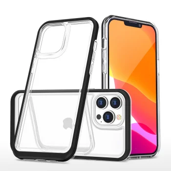 Hybrid Armor iPhone 14 Pro Max Case Clear 3in1, Black