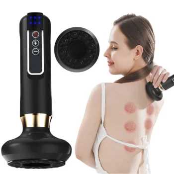 Electric Vacuum Cupping Massager with 6 Suction Levels and Oil, Black