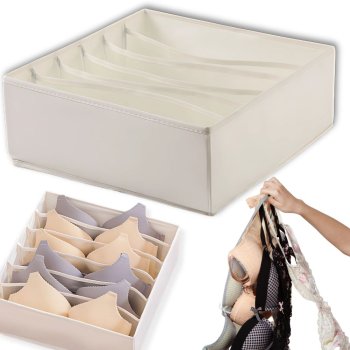 Bra Organizer for Drawers and Closets, 6 Compartments, White
