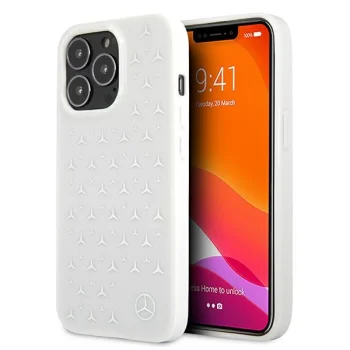 Mercedes iPhone 13 / 13 Pro Case Silver Stars Pattern, White