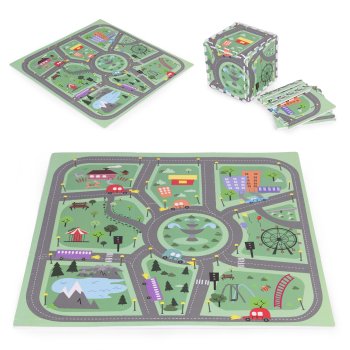 Large Foam Puzzle Play Mat for Kids City 90.5x90.5 cm 21 pcs ECOTOYS