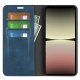 Sony Xperia 10 V Skin-touch Leather Wallet Book Case Cover, Blue