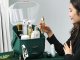 Large Portable Makeup Organizer with Drawers and Handle, Green and Gold