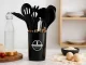 12-Piece Silicone Kitchen Utensil Set with Wooden Handles and Holder