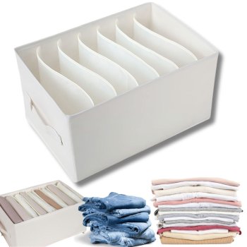 Clothing Drawer Organizer for Wardrobe, 9 Compartments, 36x25x20 cm, White