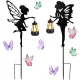 Solar Garden Lights with Twilight Sensor, Fairy Design, 2 pcs, Black