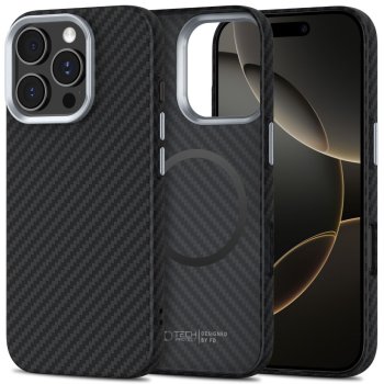 Tech-Protect Ion Carbon MagSafe vāciņš Apple iPhone 16 Pro, Melns/Pelēks