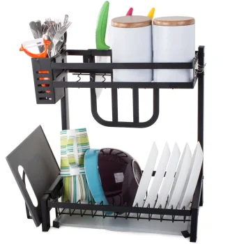 Two-Tier Dish Drying Rack Loft, Black
