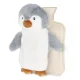 4Fizjo 1690 Kids Hot Water Bottle with Plush Penguin Cover, 750 ml, Grey