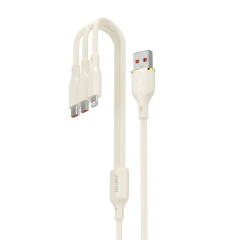 Dudao L7SE 3in1 USB-A to 2x USB-C / Lightning 66W Cable 1.2m, Beige