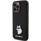 Karl Lagerfeld iPhone 15 Pro Case Silicone Choupette Metal Pin, Black