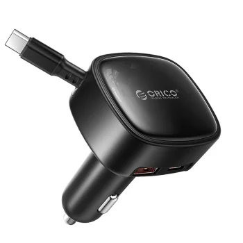 Orico FC-66-1A2C 66W Car Charger with Retractable USB-C Cable - Black