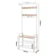 Leobert Coat Rack with Shoe Shelves, 9 Hooks, Beige
