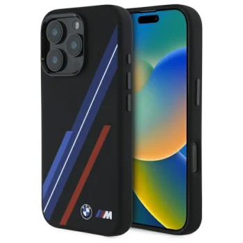 BMW iPhone 16 Pro Max Case Silicone Random Lines MagSafe, Black