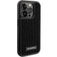 Karl Lagerfeld iPhone 15 Pro Case Rhinestone Logo Metal Plate, Black