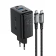 Acefast A17 2in1 GaN Charger and HDMI Adapter 65W USB-C / USB with 1.8m Cable, Black