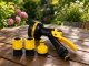Garden Hose Spray Gun with 10 Modes and Connectors, Yellow/Black