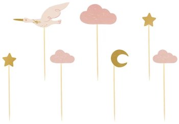 Stork Cupcake Toppers for Baby Shower 11-12 cm, 7 pcs
