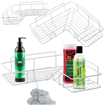 Corner loft bathroom shower shelf hanging hook white