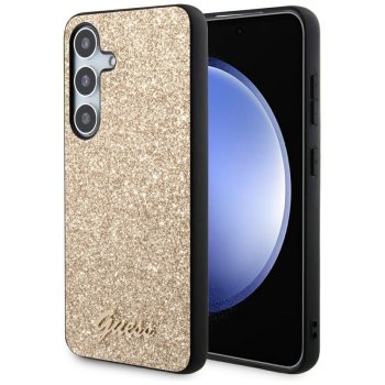 Guess Samsung Galaxy S24 Case Glitter Script, Gold