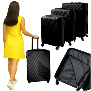 Trizand 3-in-1 Travel Suitcase Set, Black