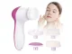 Electric Facial Cleansing Brush and Massager 5-in-1, Pink/White