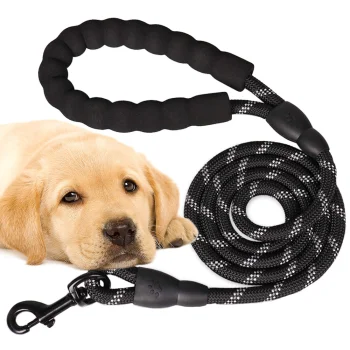 Heavy Duty Reflective Dog Leash with Padded Handle, 120 cm, Black