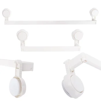 Adjustable Wall-Mounted Towel Rack with Suction Cups, White