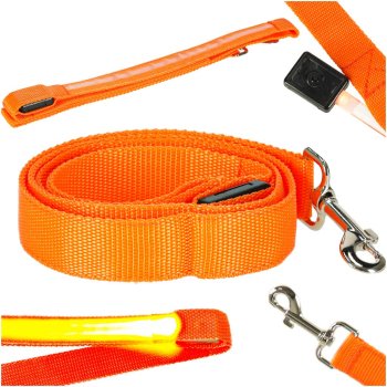 LED Dog Leash for Night Walking, 1.2 m, Orange