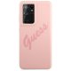 Guess Galaxy S21 Ultra Case Silicone Vintage Script, Pink
