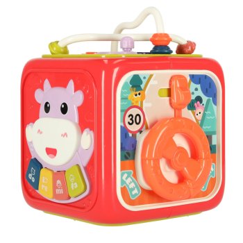 6-in-1 Educational Activity Cube and Shape Sorter Toy for Toddlers, Red