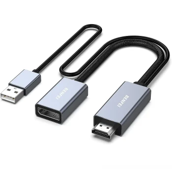 Benfei HDMI to DisplayPort Adapter 4K 60Hz 2K 144Hz 1080P 165Hz Grey