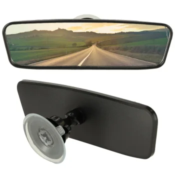 Wide-Angle Car Rearview Mirror with Suction Cup KX7655, Black