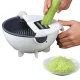 Multifunctional Vegetable Slicer with Bowl and Strainer AG693, White/Black