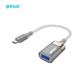 BWOO BZ69 USB-C to USB-A OTG Adapter Cable, 0.18m, Grey