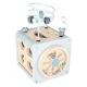 Wooden Educational Activity Cube 5-in-1 with Motor Loop and Sorter, Blue