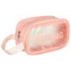 Transparent travel toiletry bag organizer, 3 pcs, pink