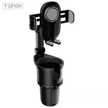 T-Phox TH-07 Car Phone Holder with Cup Holder, Black